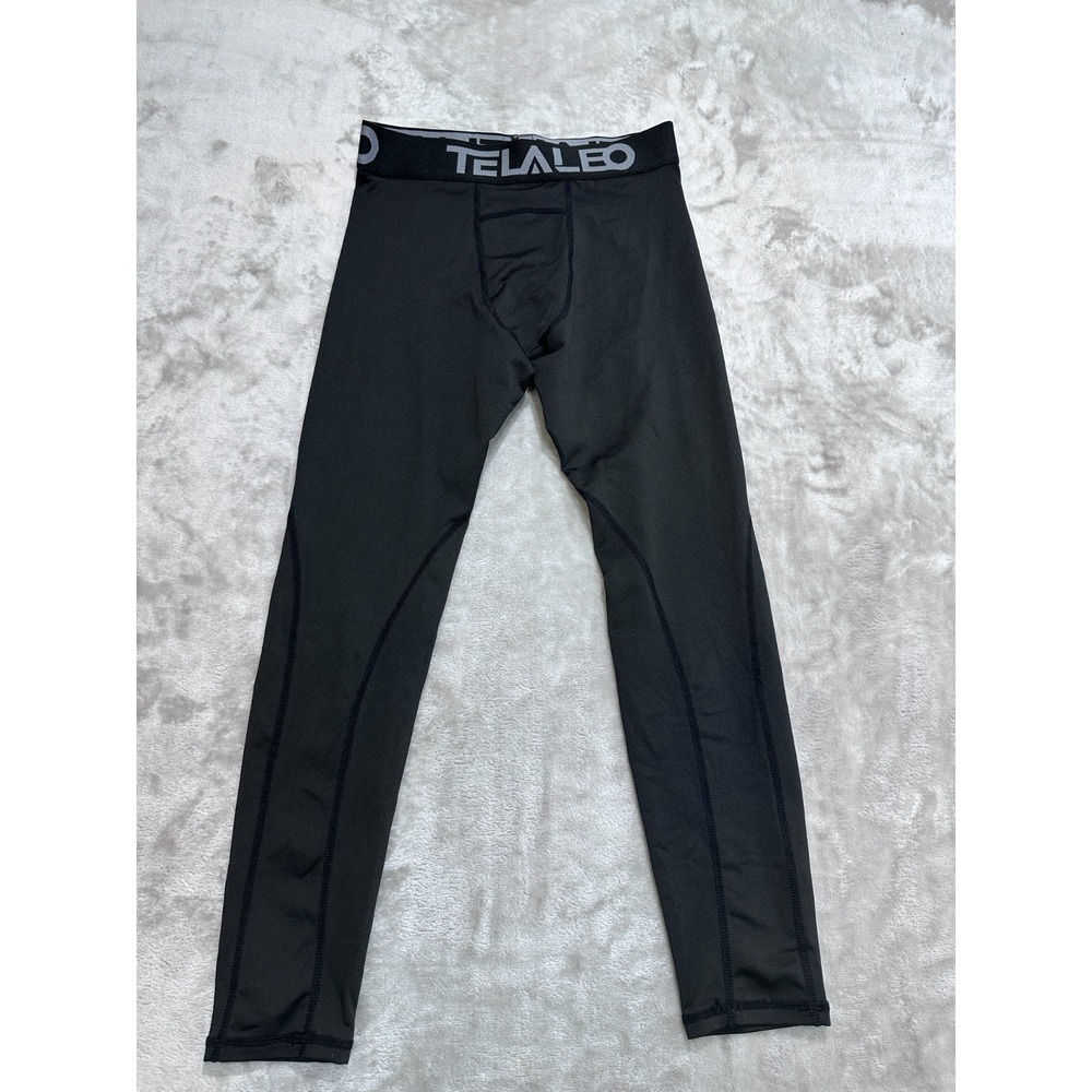 TELALEO Youth Compression Tights Pants Boys Size Medium Black BJJ Jiu Jitsu EUC